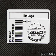 Individualisierbare 20mm DGUV-V3 Prüfplakette Grundplakette Kombi etikett Barcode code128