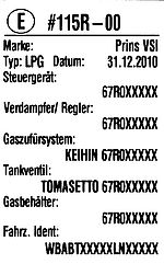 LPG Hauptuntersuchung Aufkleber Label E #115R-00 psmz.de