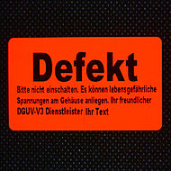 individualisierbar DGUV-V3 Defekt etikett papier siegel neonrot Signalrot rot