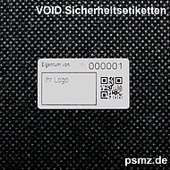 Individualisierbar kompakt Inventur VOID etikett Barcode QR Code Logo