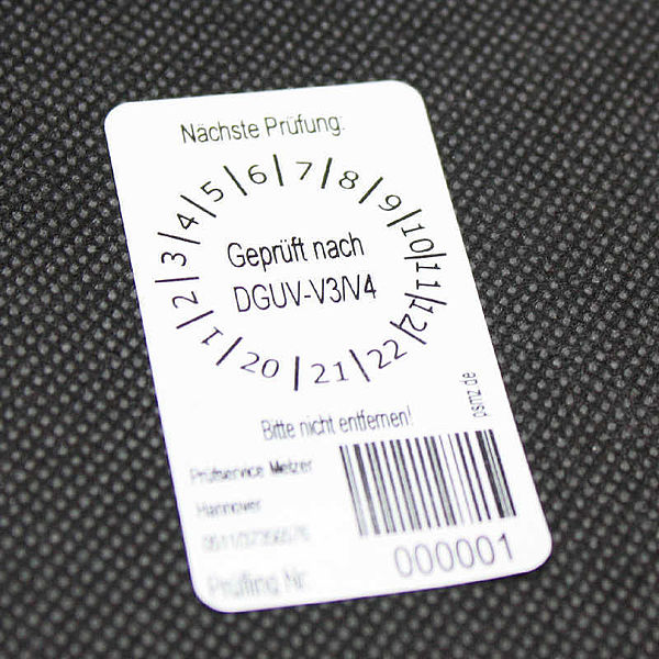 Individualisierbare 30mm DGUV-V3 Prüfplakette Grundplakette Kombi etikett Barcode Code 128
