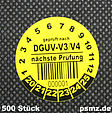 Individualisierbare 30mm DGUV-V3 Prüfplakette mit Barcode gelb